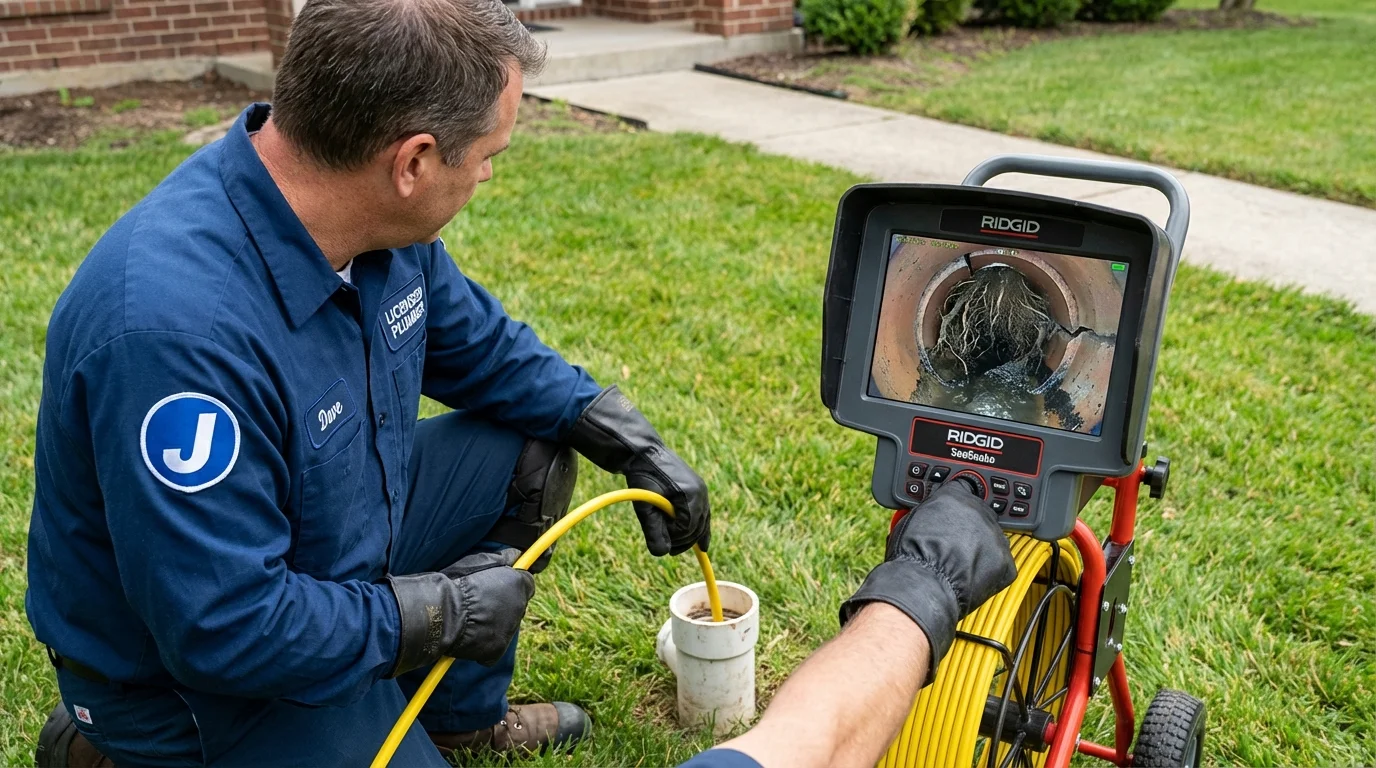 Sewer camera inspection being performed by Johns Plumbing LLC in Boothbay