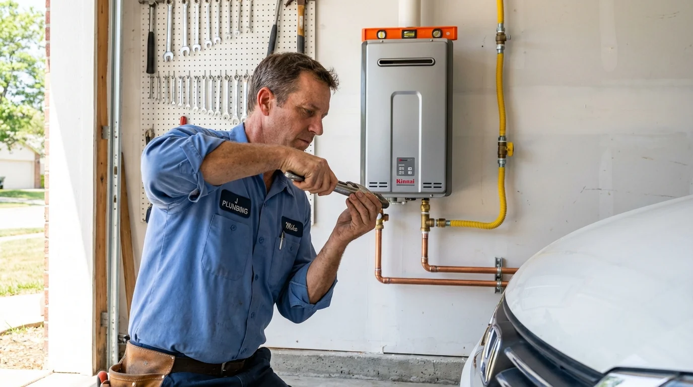 Tankless water heater installation by a Johns Plumbing LLC plumber in Boothbay